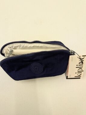 Kipling Navy Blue Double-Zip Cosmetic Pouch